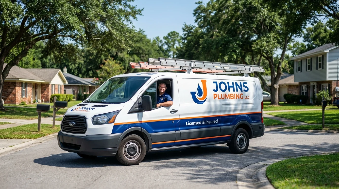 Johns Plumbing LLC service van in Portsmouth, NH