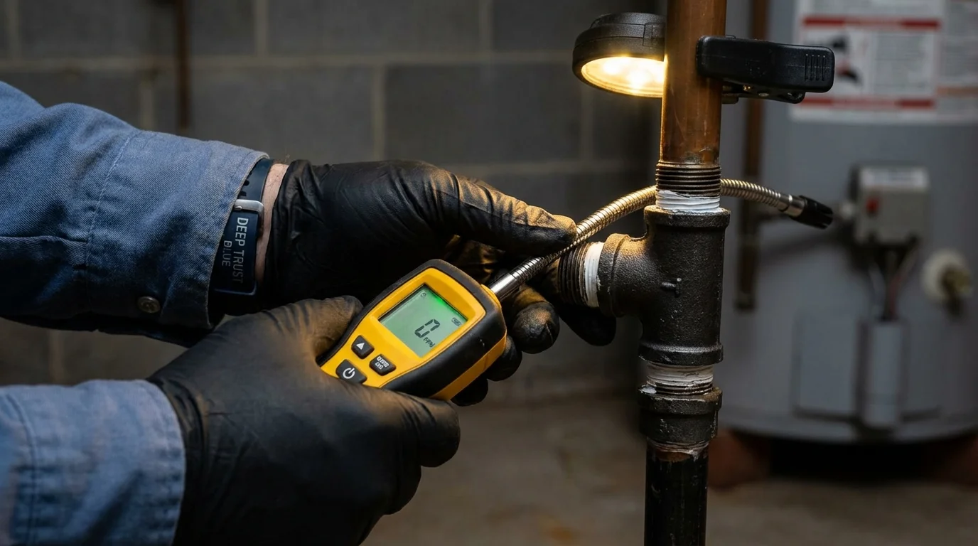 Gas leak detection with electronic sniffer by Johns Plumbing LLC in Portsmouth